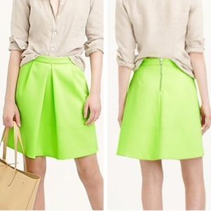 J. Crew Neon Lime Pleat Front Mini Skirt Size 0